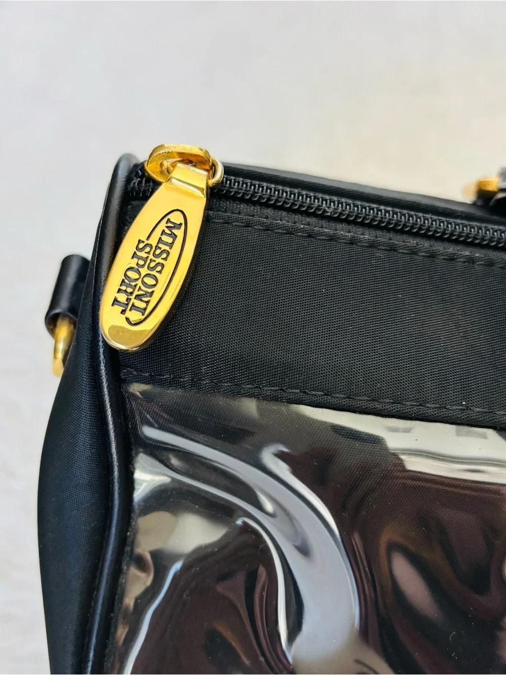 Missoni Sport Black Leather/Plastic Duffle/Shouldet Bag